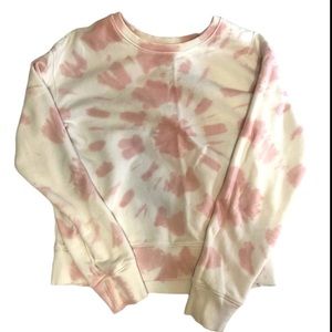 TIME AND TRU! Pink and white tie dye crewneck